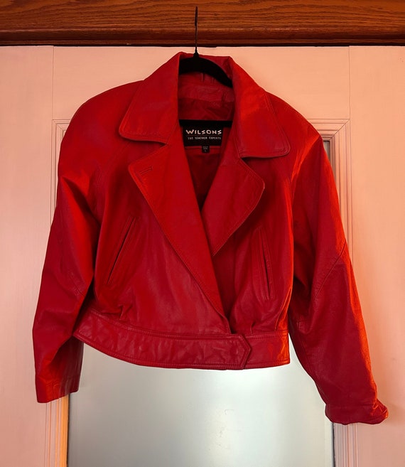 1980’s Wilson’s Brand Womens Red Leather Jacket S… - image 1