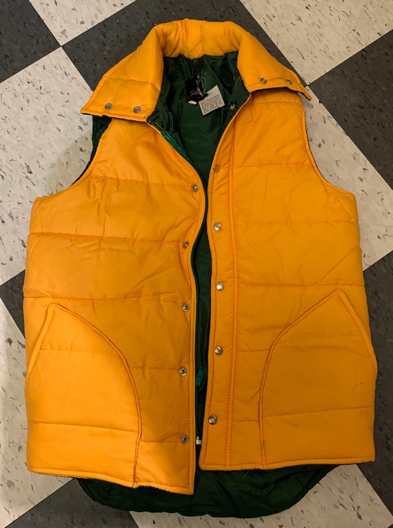 Vintage Orange & Green Puffer Winter Vest 80s/90s 