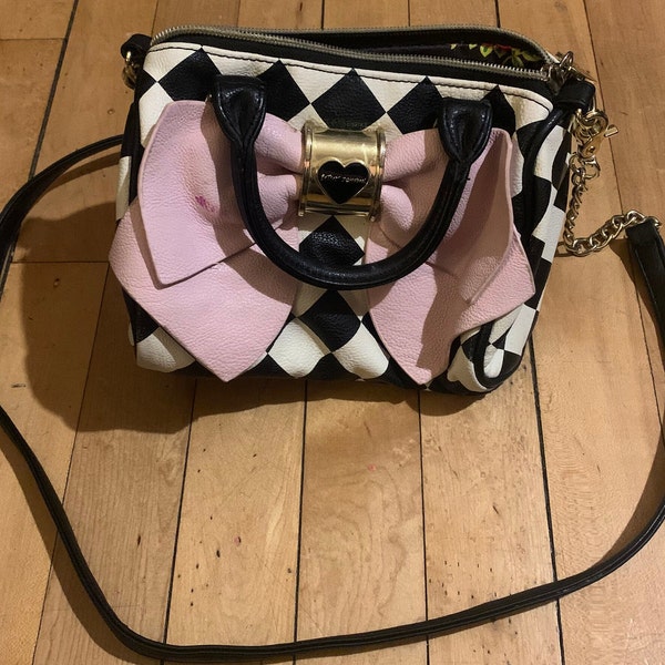 Vintage "Betseyville" Betsey Johnson Purse Bownanza Pink/Black