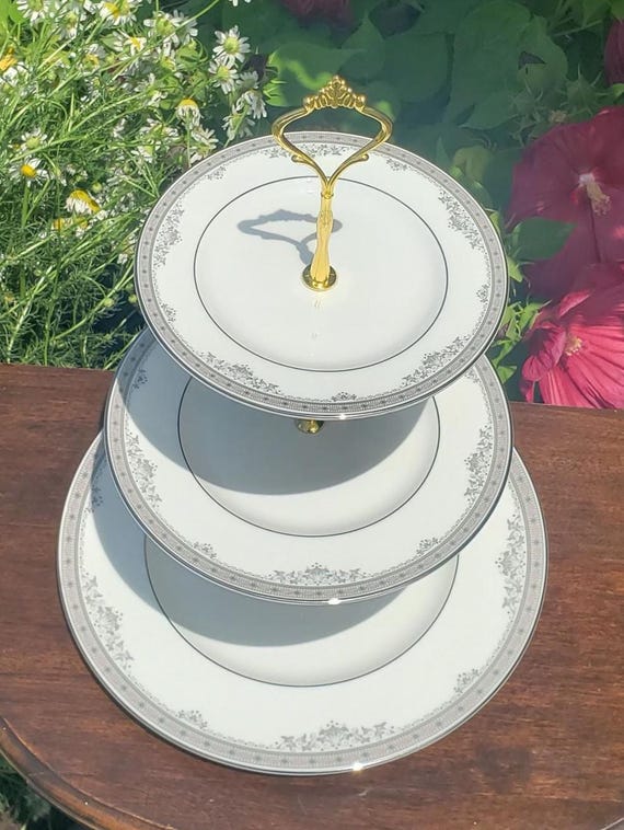 Handcrafted Tier Cake Stand, Royal Doulton English Fine Bone