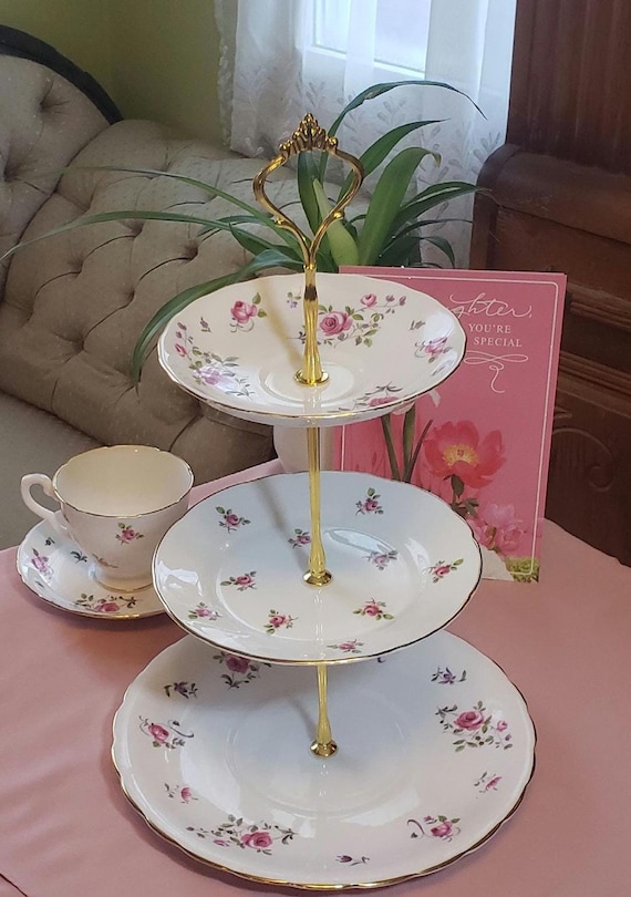 Handcrafted Tier Cake Stand Cup and Saucer, New Chelsea Staffs