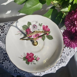 Handcrafted and Upcycled 3 Tier Cake Stand, Vintage Inspired White, Glass, Pink, Purple and Green Dessert Stand, High Tea 3 Tier Stand (7)