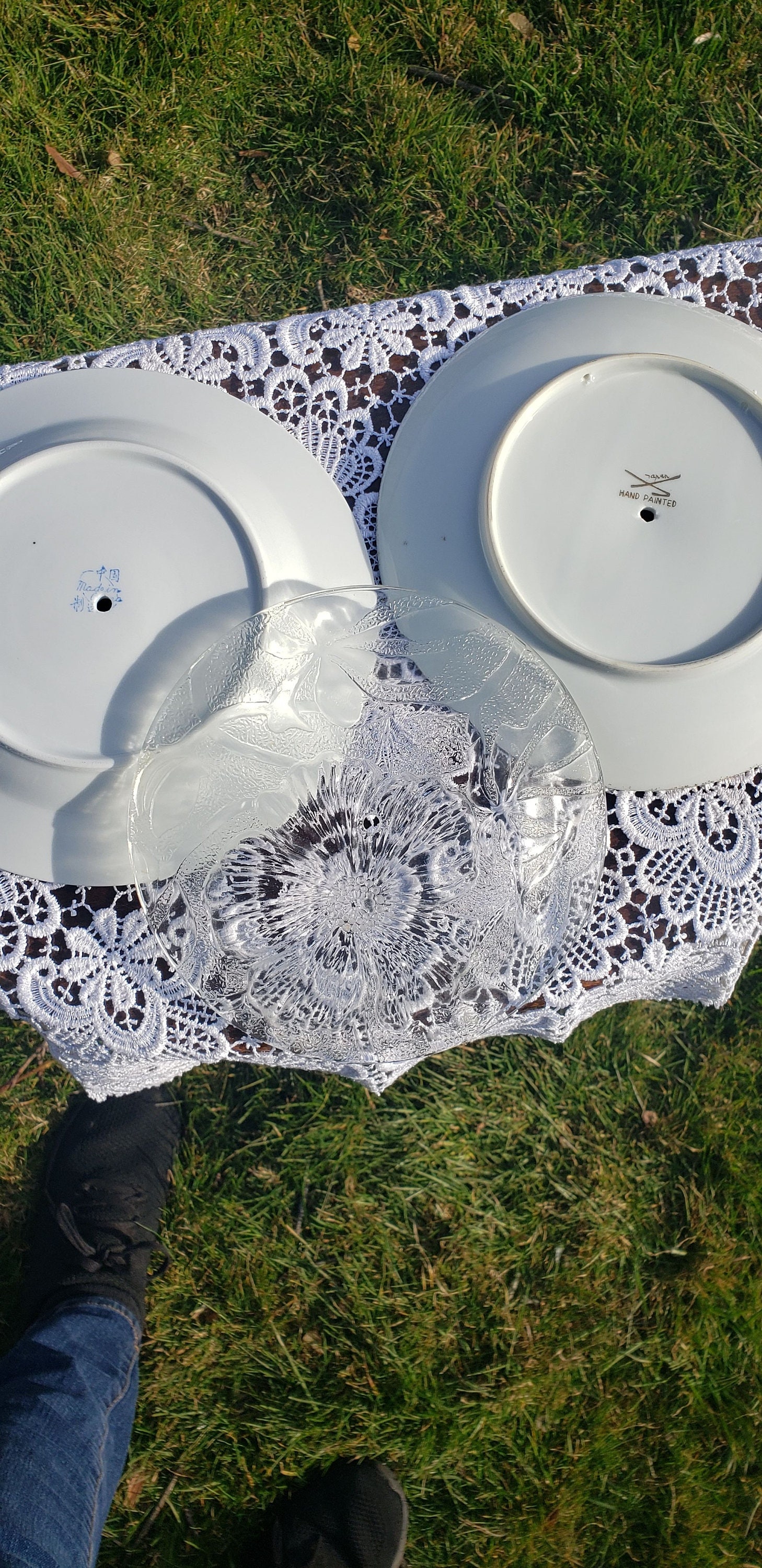 Présentoir à Gâteaux 3 Niveaux Vintage - Assiettes Anciennes Porcelaine Dorée