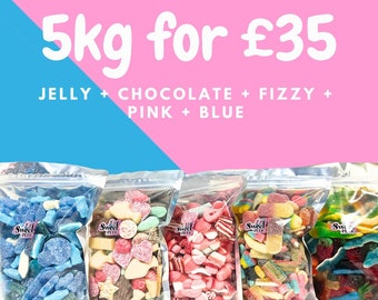 5KG für 35 ! Jelly + Schokolade + Kohlensäure + Rosa + Blau Süße Mix Beutel