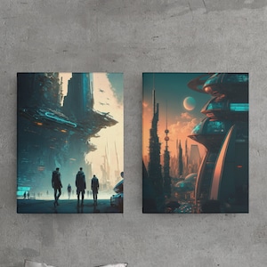 Futuristic Poster Printable Digital Artwork For Sci-Fi Lovers Futuristic City DIY Poster Ultra Modern Design Painting Multipurpose Decor