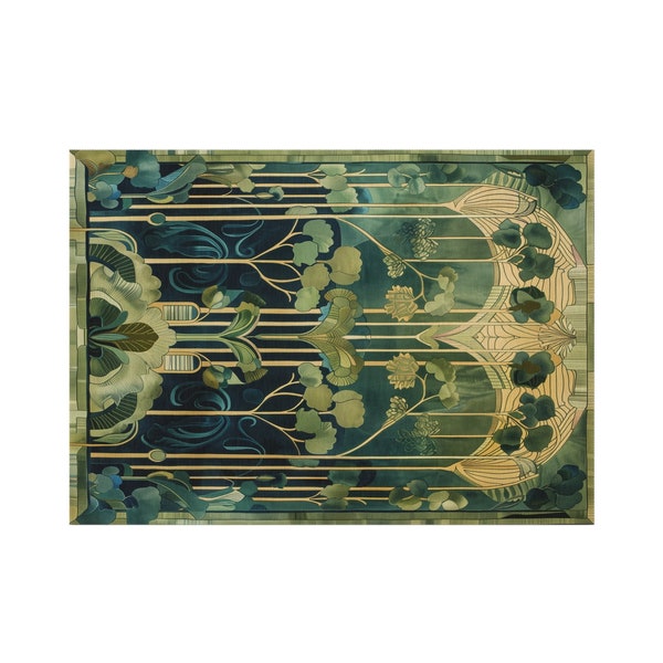 Green Oasis Rug For Indoors And Outdoors Art Deco Garden Floor Decor For Nature Lovers Silent Luxury Home Decoration Dreamy Botanical Carpet