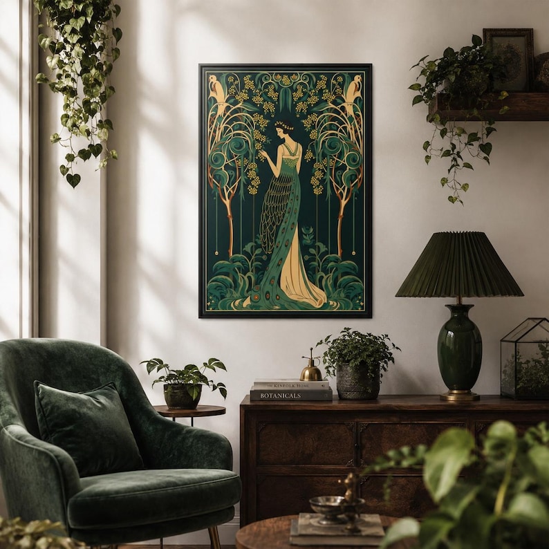 Art Nouveau Painting | Vertical Woman Portrait | Mother Nature Wall ...
