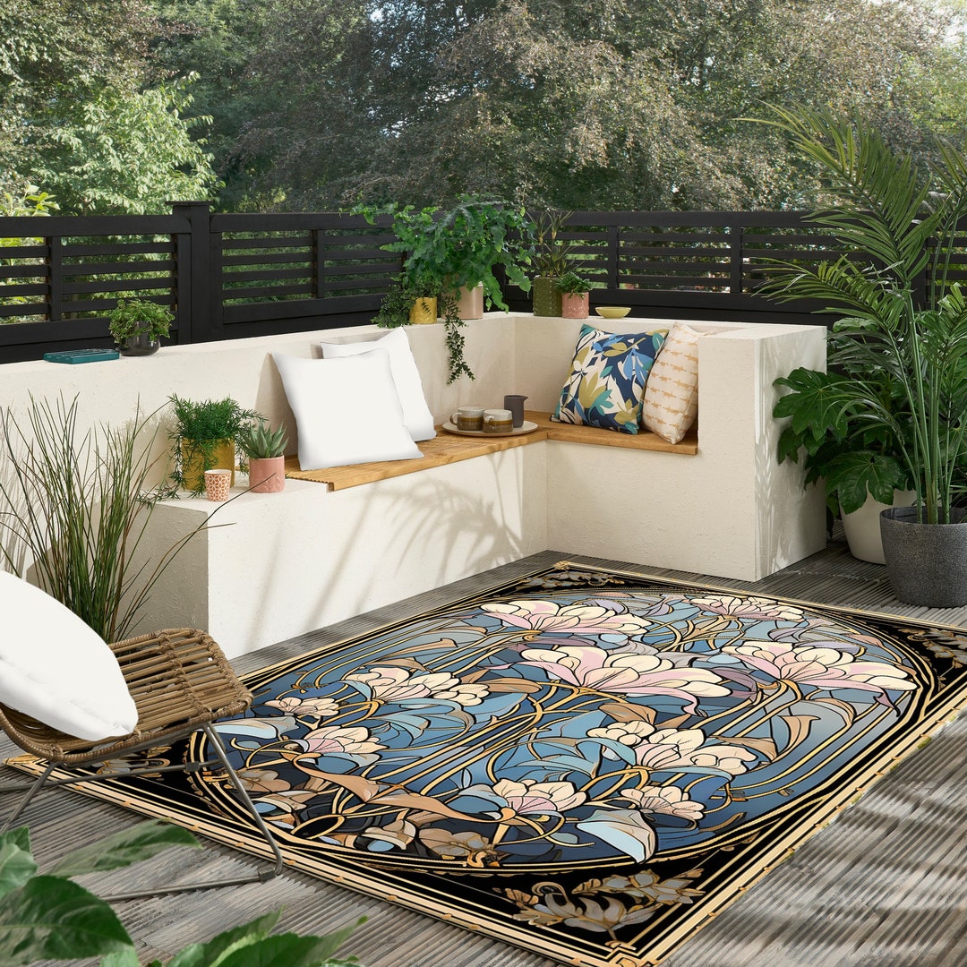 Lotus Flower Rug for Indoors and Outdoors Floral Interior Etsy