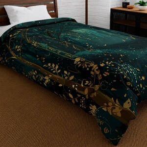 Enchanted Forest Comforter | Machine Washable & Lightweight Quilt | Art Nouveau Design Bedding | Woodland Aesthetics | No Duvet Cover Needed image 7