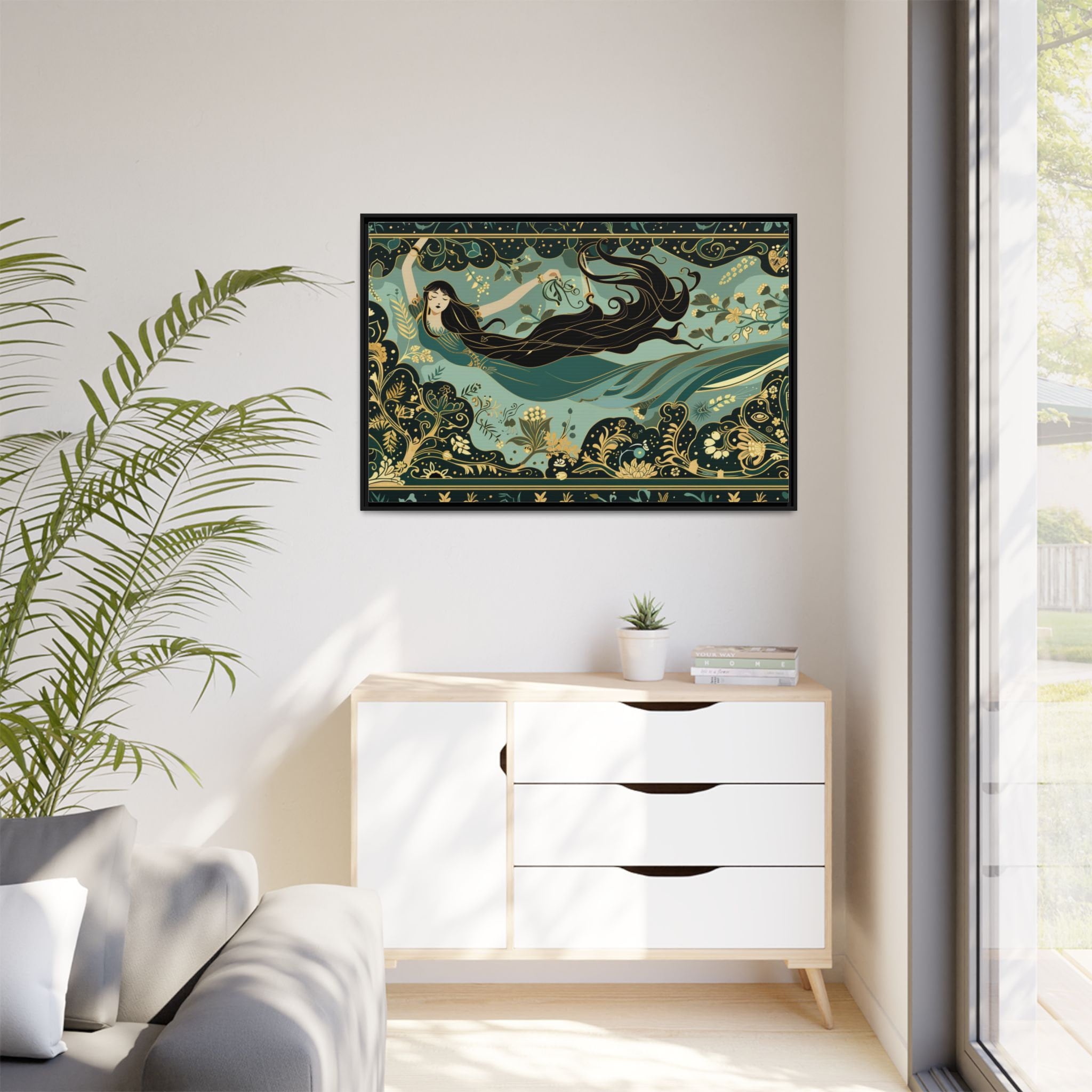 Art Nouveau Painting on Framed Matte Canvas for Nature Lovers ...