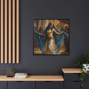 Belly Dancer Painting | Traditional Danseuse Portrait | Dance Of The Orient | Pinewood Frame | Matte Finish Canvas | Ancient Dancing Art image 6