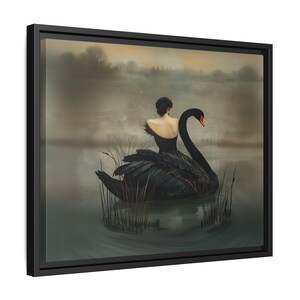 Black Swan Painting | Dark Romance Art | Woman Seamlessly Entwined with a Majestic Swan | Pinewood Frame | Matte Finish Canvas | Goth Decor image 7