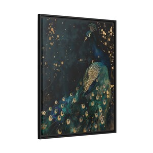 Peacock Painting | High Quality PineWood Frame | Matte Finish Canvas | Magnificent Exotic Bird Wall Hanging Decor | Nature Room Aesthetics