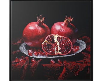 Pomegranate Still Life Wall Painting On Framed Matte Canvas For Timeless Fruit Art Lovers Heavenly Red Fruit Wall Hanging Red Room Aesthetic