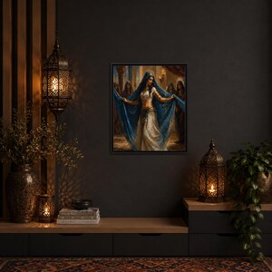 Belly Dancer Painting | Traditional Danseuse Portrait | Dance Of The Orient | Pinewood Frame | Matte Finish Canvas | Ancient Dancing Art image 9