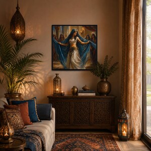 Belly Dancer Painting | Traditional Danseuse Portrait | Dance Of The Orient | Pinewood Frame | Matte Finish Canvas | Ancient Dancing Art image 2