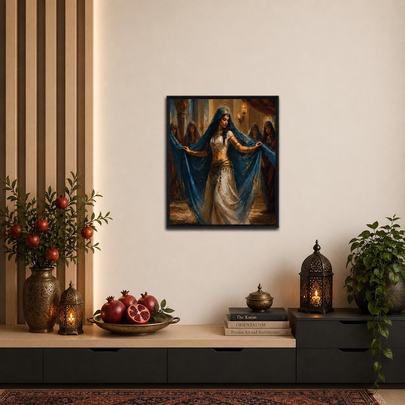 Belly Dancer Painting | Traditional Danseuse Portrait | Dance Of The Orient | Pinewood Frame | Matte Finish Canvas | Ancient Dancing Art image 11