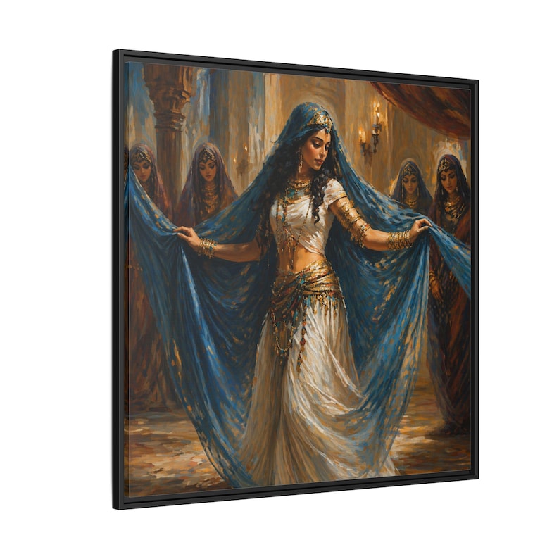 Belly Dancer Painting | Traditional Danseuse Portrait | Dance Of The Orient | Pinewood Frame | Matte Finish Canvas | Ancient Dancing Art image 3