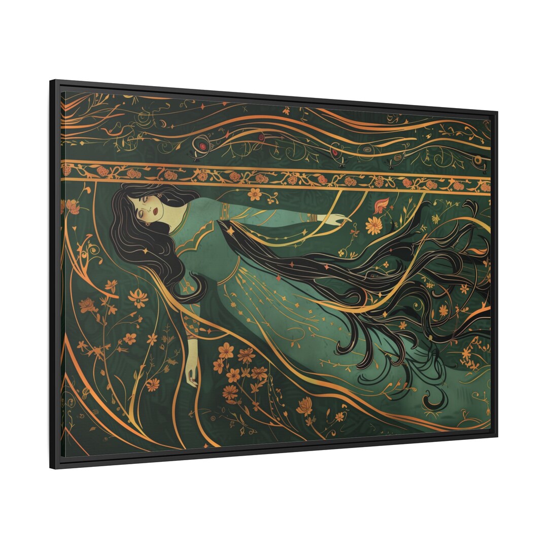 Art Nouveau Painting on Framed Matte Canvas for Nature Lovers ...