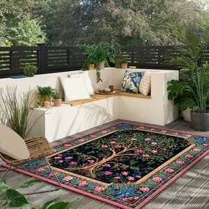 Pink Trumpet Tree Rug For Outdoors Blooming Floral Floor Decor For Nature Lovers Magnificent Lush Garden Rug Suitable For Patio And Terrace