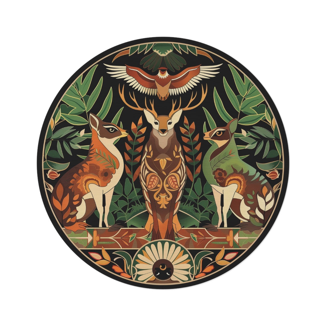 Round Jungle Rug for Indoors Wild Forest Floor Decor for Nature Lovers ...