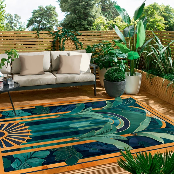 Green Oasis Rug For Indoors And Outdoors Art Deco Garden Floor Decor For Nature Lovers Silent Luxury Home Decoration Dreamy Botanical Carpet