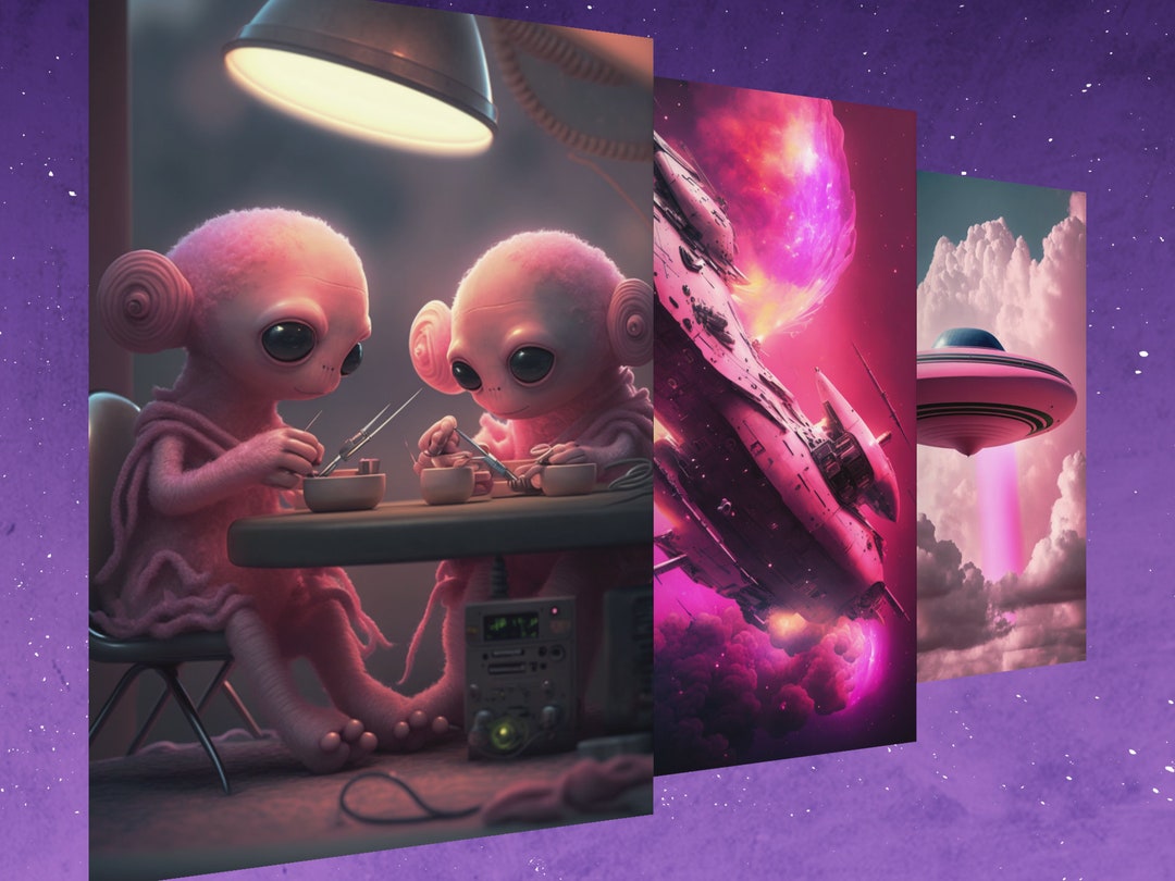 Alien Poster Printable Digital Artwork for Alien Lovers Pink Visitors ...