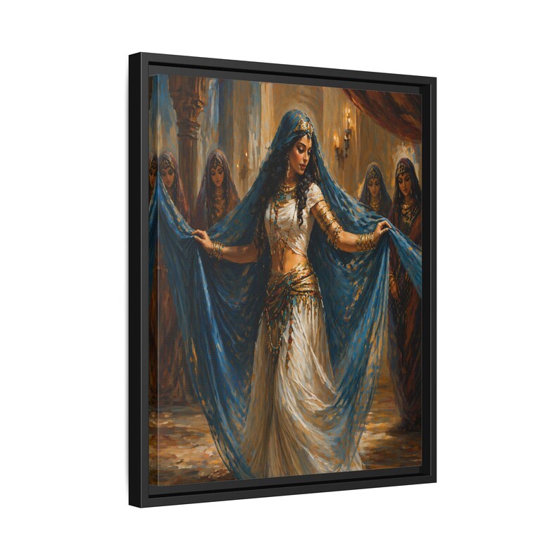 Belly Dancer Painting | Traditional Danseuse Portrait | Dance Of The Orient | Pinewood Frame | Matte Finish Canvas | Ancient Dancing Art image 10