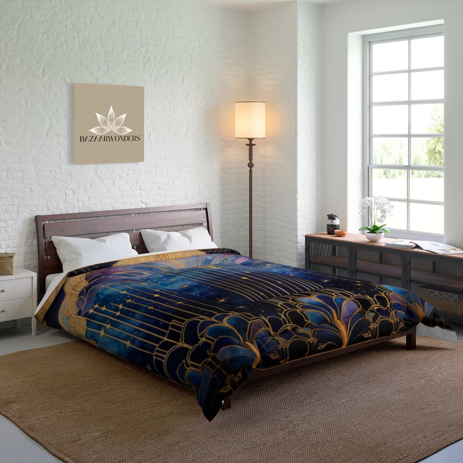 Celestial Art Deco Bedding Comforter Quilt for Art Deco Lovers Starry