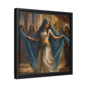 Belly Dancer Painting | Traditional Danseuse Portrait | Dance Of The Orient | Pinewood Frame | Matte Finish Canvas | Ancient Dancing Art image 5