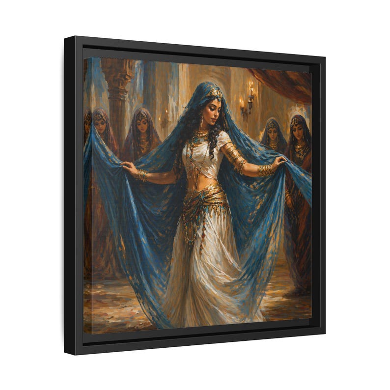 Belly Dancer Painting | Traditional Danseuse Portrait | Dance Of The Orient | Pinewood Frame | Matte Finish Canvas | Ancient Dancing Art image 5