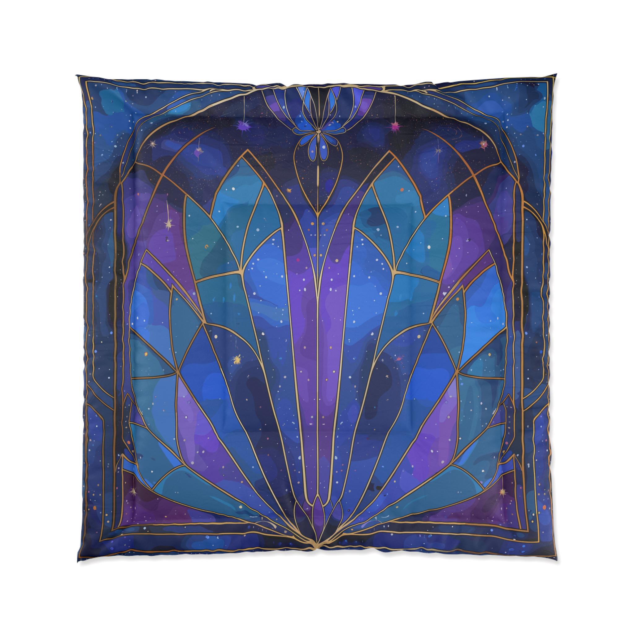 Art Deco Comforter For Starry Design Lovers No Duvet Cover Needed Lightweight Washable Quilt With Geometric Patterns And Vibrant Deep Colors