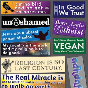 Paquete de 3 pegatinas para parachoques Godless Good: pegatinas humanistas para interiores/exteriores, UU, seculares, no religiosas, ateas, agnósticas y antiteístas