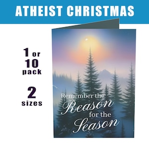 La saison est l&#39;inclinaison axiale - Cartes de voeux pliées : 2 tailles, 1 ou 10 pièces, cartes de Noël athées, cartes de vœux non religieuses