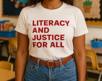 90s Vintage Literacy and Justice For All  Tee-Teacher Gift-Educator