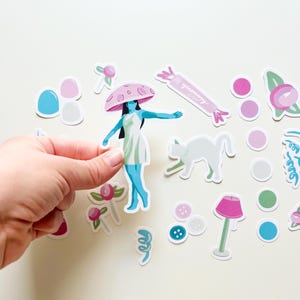 Pacote de adesivos (22 incluídos) Pacote de adesivos “Fun Swirls” da coleção de garotas cogumelo “Aqua”