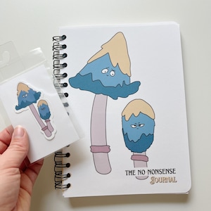 No-Nonsense dagboek: handgemaakt schetsboek van 5 x 7 inch, leeg dagboek met grappige paddenstoelomslag en ingebouwde bladwijzer