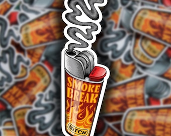 Smoke Break Sticker//Waterfles/Laptop/Telefoon/Bumper Stickers//Duurzaam hoge kwaliteit waterdicht mat vinyl//sticker