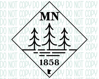 Minnesota Pine and Lake PNG SVG Digital File