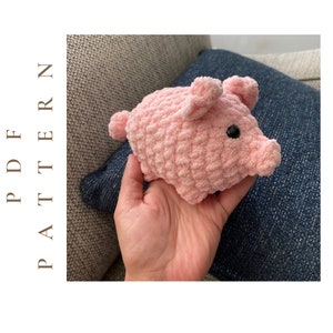 No sew crochet pig, crochet plushie pig, amigurumi pig