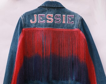 Kids customizable fringe denim jacket