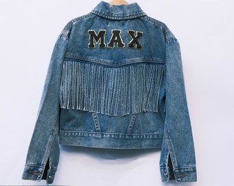 Kids Cowboy customizable denim fringe jacket