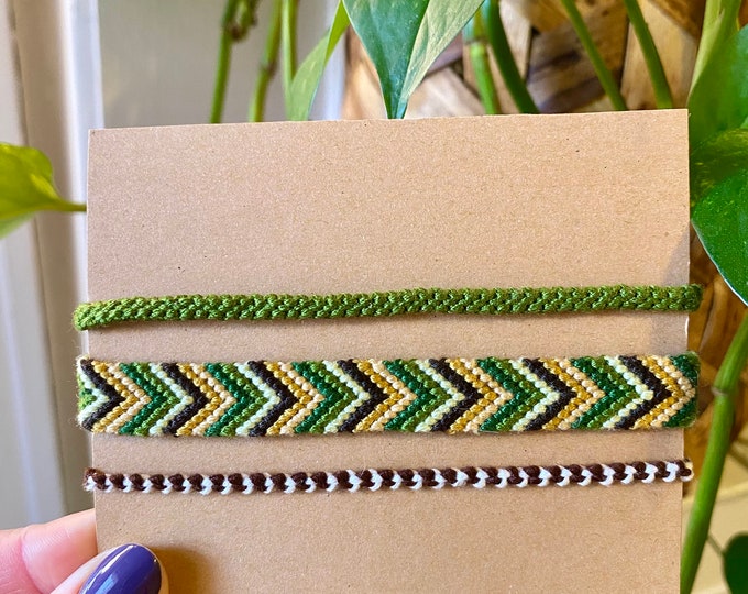 Green, Gold, and Brown Matching Friendship Bracelet Three Pack