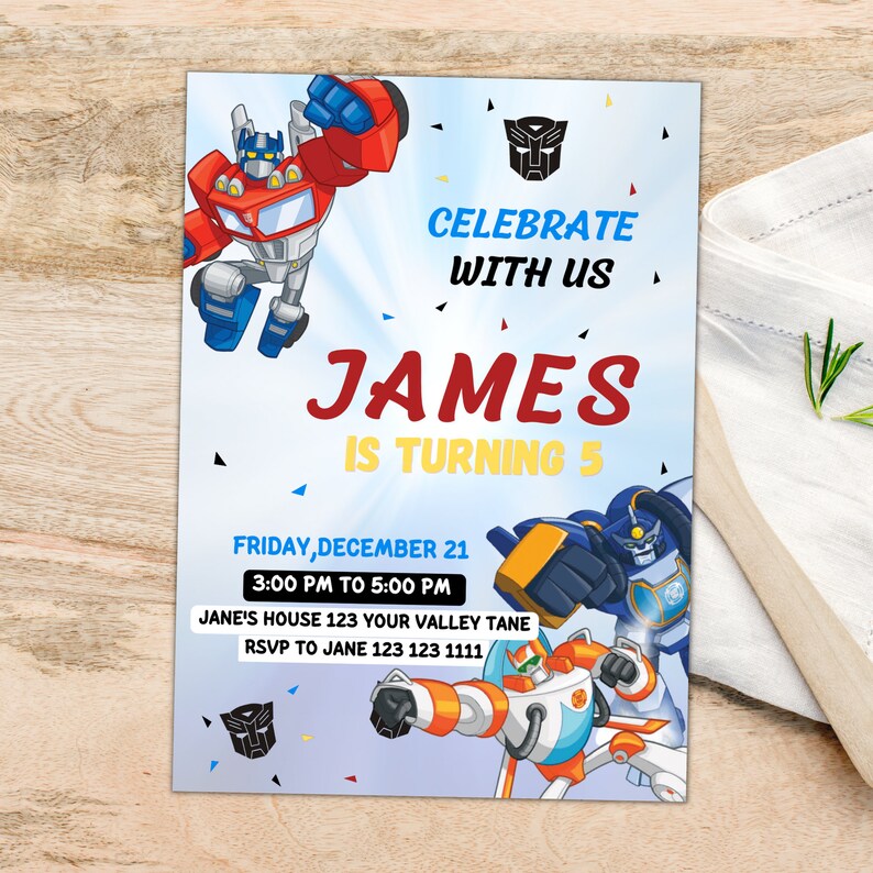 Editable Rescue Bots Birthday Invitation Templete Printable Etsy UK