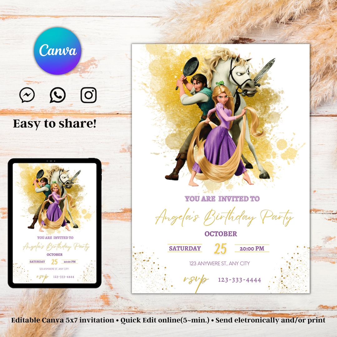 Rapunzel Birthday Invitations Printable Rapunzel Birthday Invitations Printable