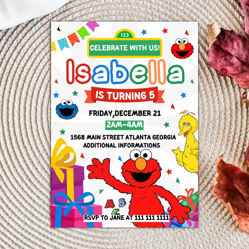 Editable Elmo Birthday Invitation Templete Elmo Printable Etsy Australia