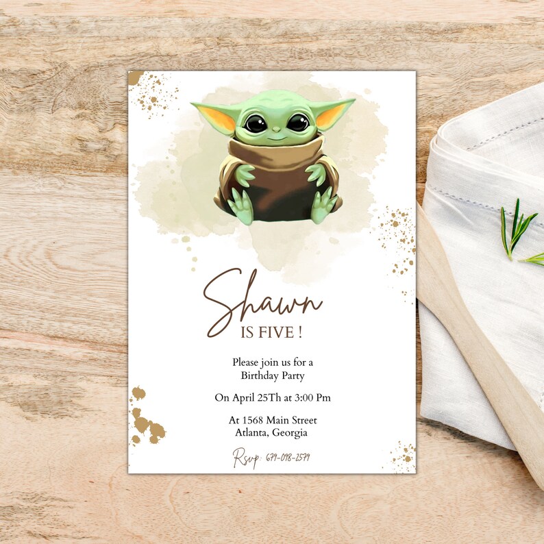 Editable Baby Yoda Birthday Invitation Templete Printable Etsy Canada