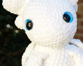 Light Fury Inspired Dragon Cuddler Crochet Plushie Amigurumi