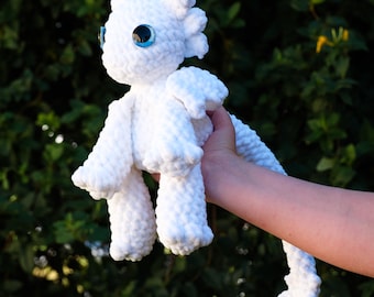 Baby Light Fury Inspired Dragon Cuddler Crochet Plushie Amigurumi