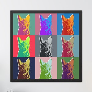 Bengalkatzen Pop Art Print: Bunte quadratische Collage (Digitaler Download)